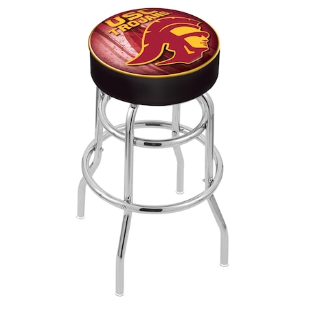 Holland Bar Stool Co 25" USC Trojans Cushion Seat, 2-Ring Chrome Swivel Bar Stool L7C125SouCal-D2